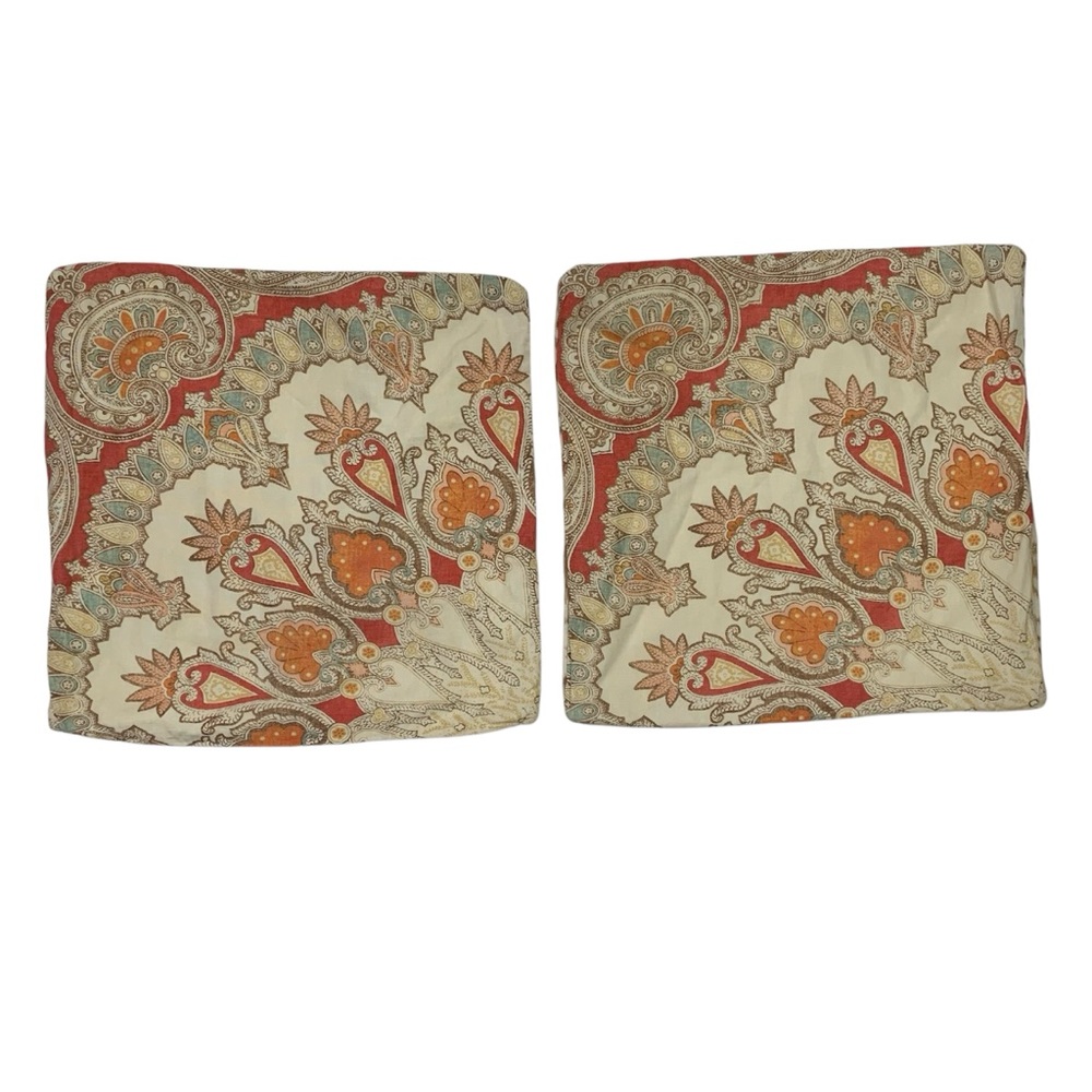 Pottery Barn Pillow Covers Valencia Paisley Ikat Print